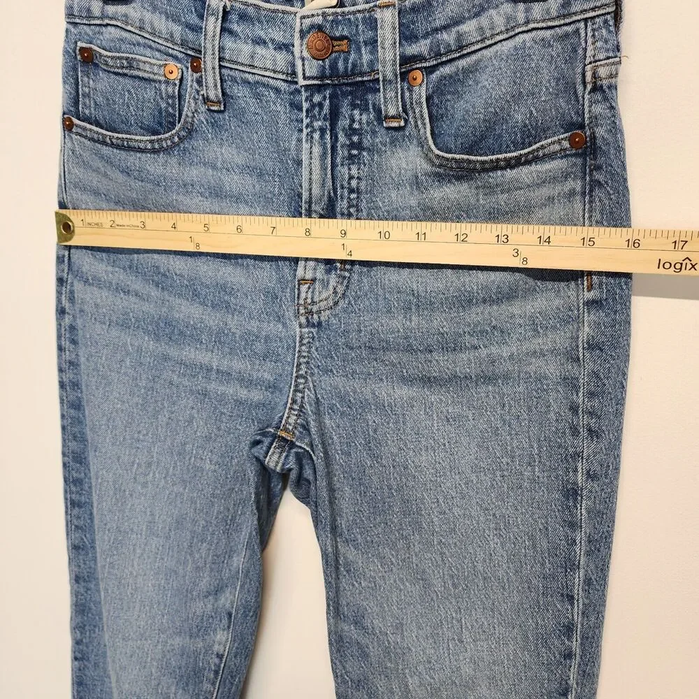Madewell Womens Perfect Fit Vintage Crop Jeans 26x24 Blue Raw Hem Whiskering